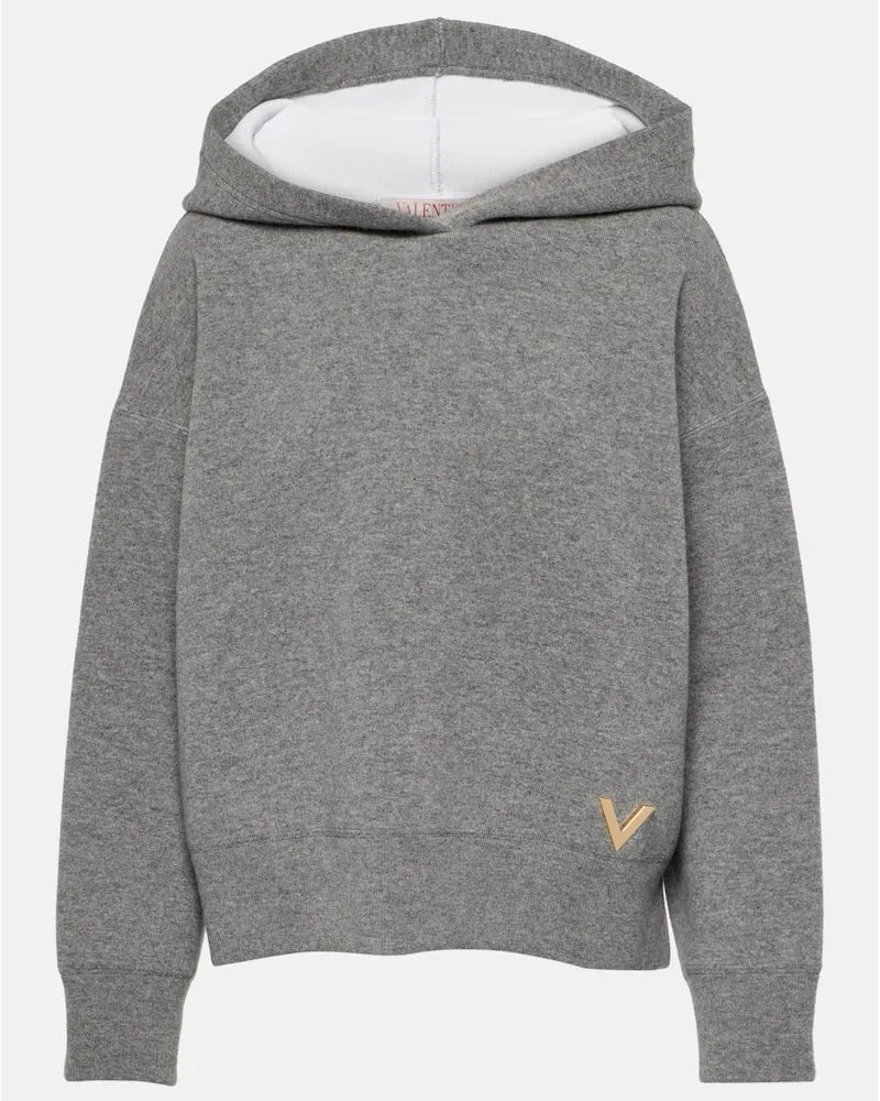 Valentino Garavani Felpa in misto lana con cappuccio Grigio