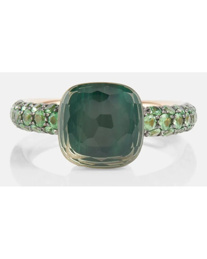 Pomellato Anello Nudo in oro rosa e bianco 18kt con malachite, prasiolite e tsavorite Verde