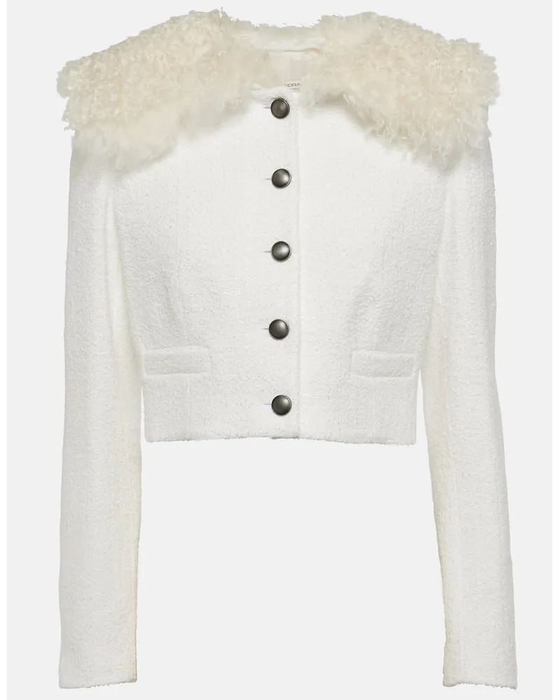 Alessandra Rich Giacca cropped in tweed a quadri Bianco