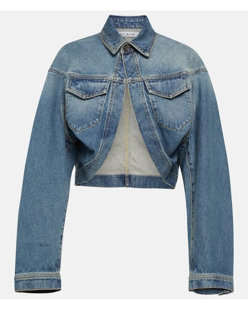 Alaïa AlaÃ¯a Giacca di jeans cropped Blu