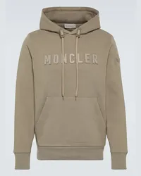 Moncler Felpa in jersey di cotone con cappuccio Marrone