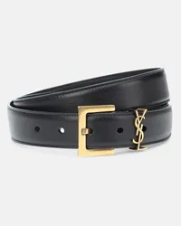 Saint Laurent Cintura Cassandre in pelle Nero