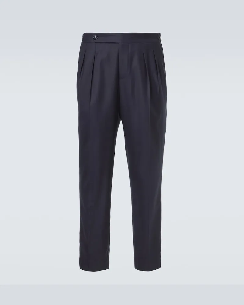 Brunello Cucinelli Pantaloni regular in lana e seta Blu