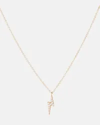 Maria Tash Collana Lightning Bolt in oro rosa 18kt reversibile con diamanti bianchi e neri Oro