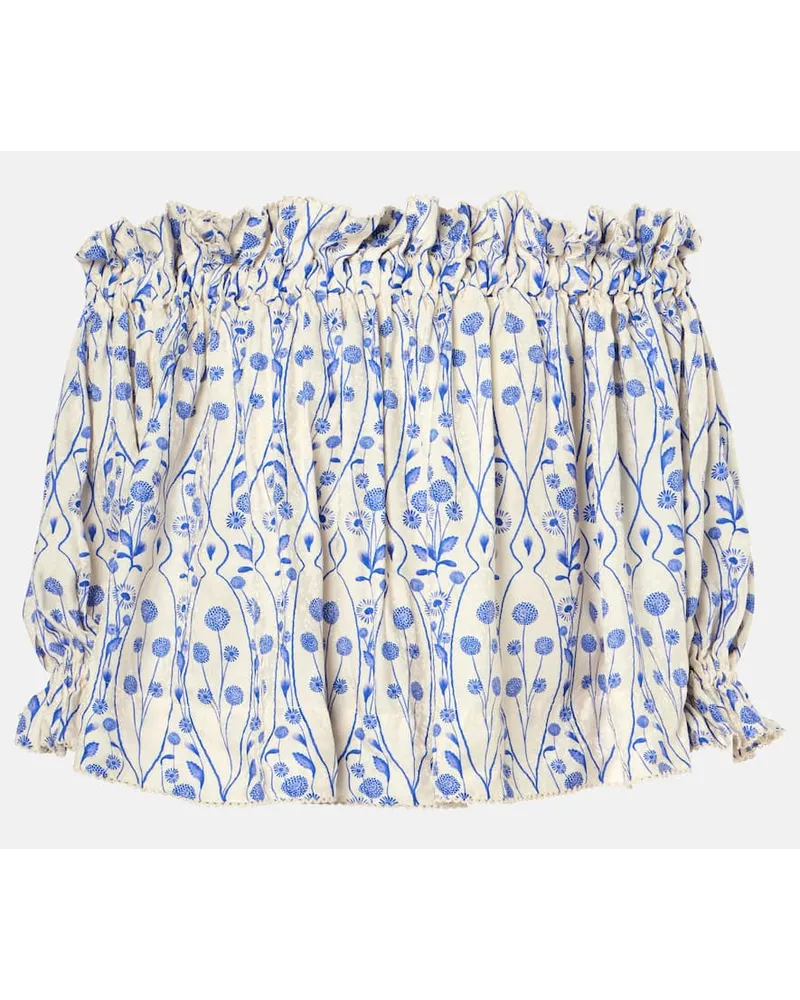 AGUA BENDITA Blusa Urucu con scollo bardot Bianco