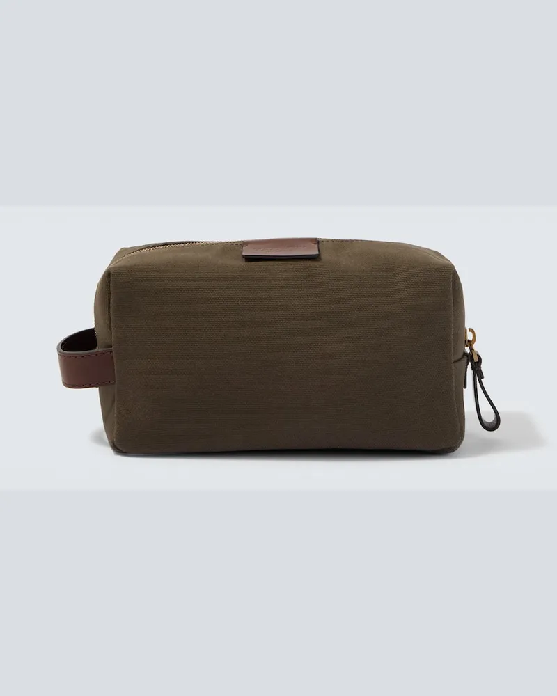 Giorgio Armani Beauty case in canvas con pelle Marrone