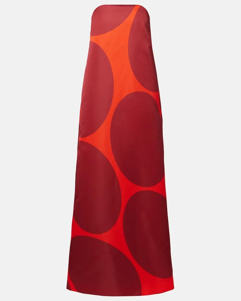 Dries van Noten Abito lungo a pois Arancione