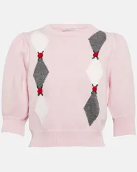 Alessandra Rich Pullover cropped in lana Rosa