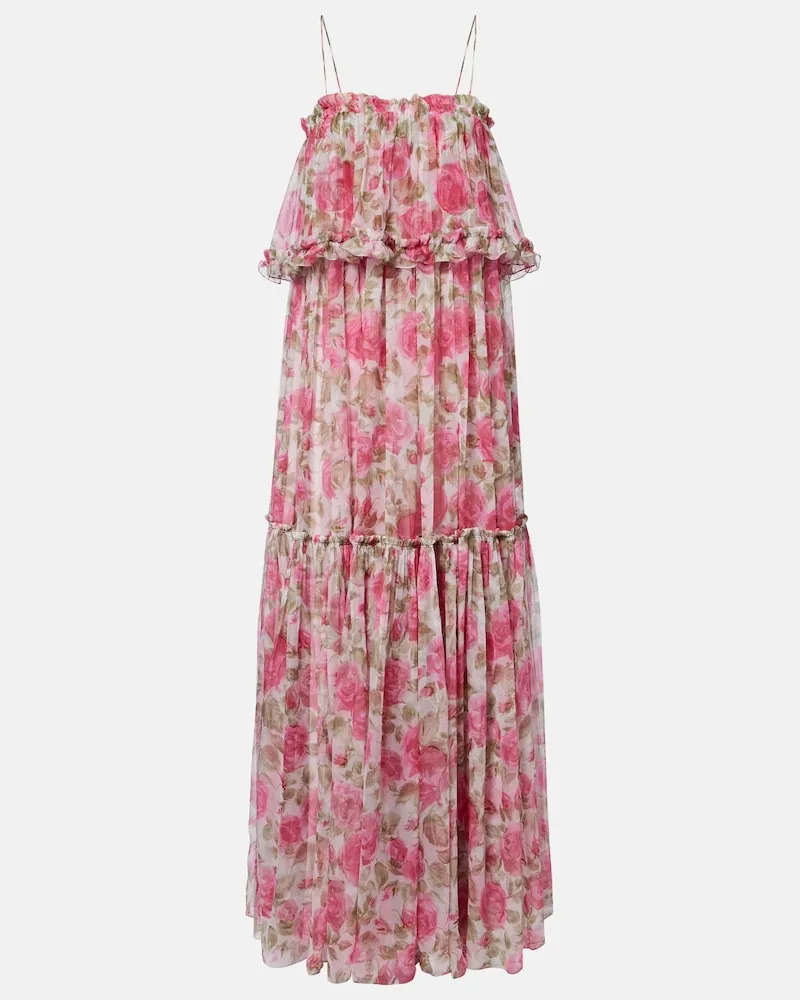 Chloé ChloÃ© Abito in georgette di seta con stampa floreale Rosa