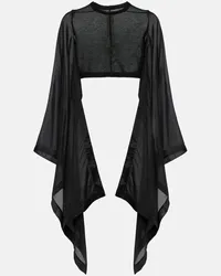 Rick Owens Top cropped in cotone con mantella Nero