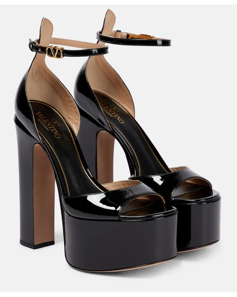 Valentino Garavani Sandali Tan-Go 155 in vernice con plateau Nero