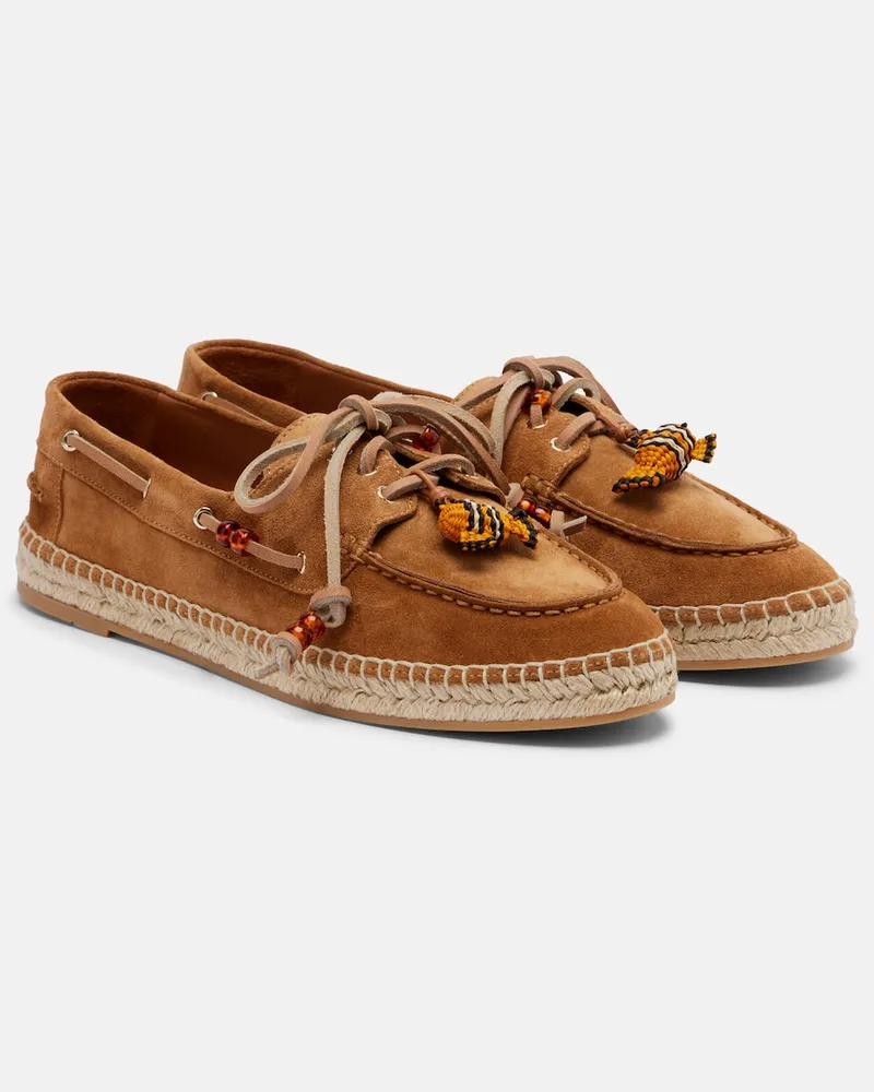 Aquazzura Espadrillas Seafarer in suede con perline Marrone