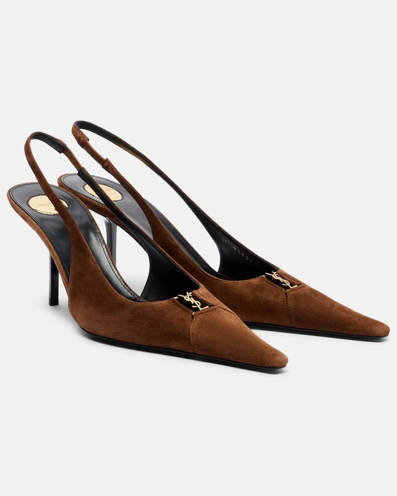 Saint Laurent Pumps slingback Babylone Breteuil in suede Marrone
