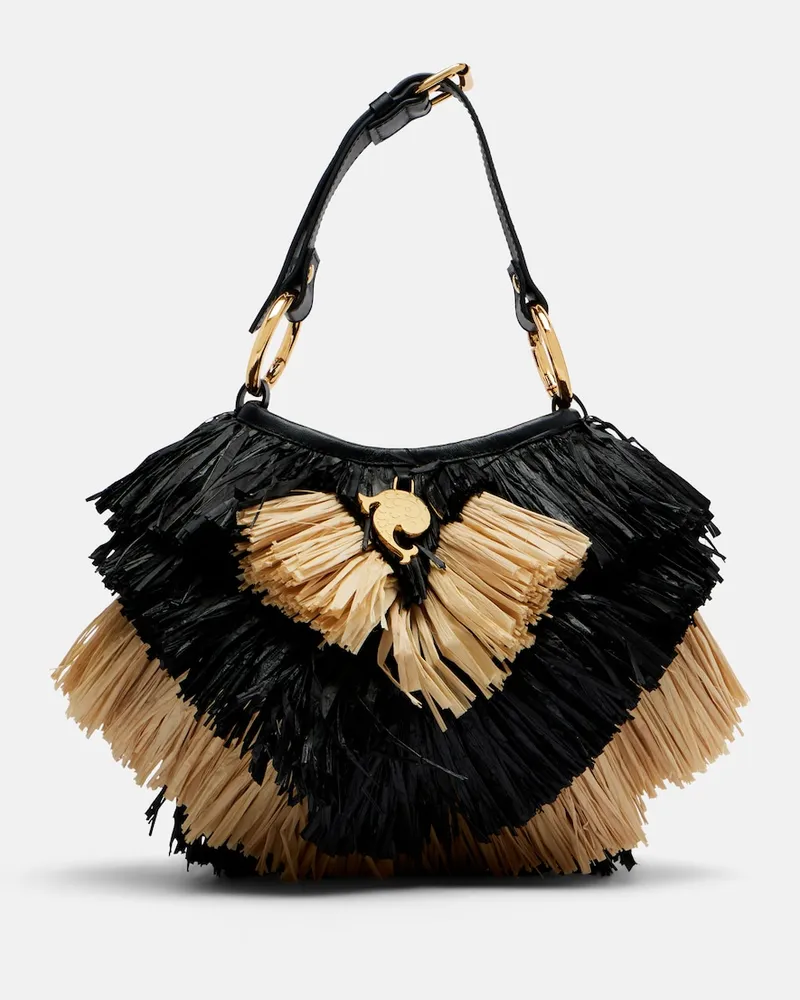 Emilio Pucci Borsa a secchiello Capriccio in rafia Nero