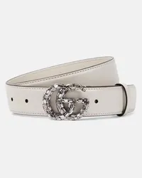 Gucci Cintura GG Marmont in pelle con cristalli Bianco