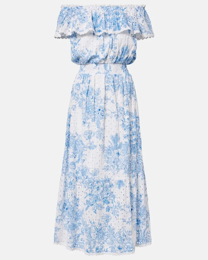 Melissa Odabash Abito midi Larna in cotone con stampa Blu