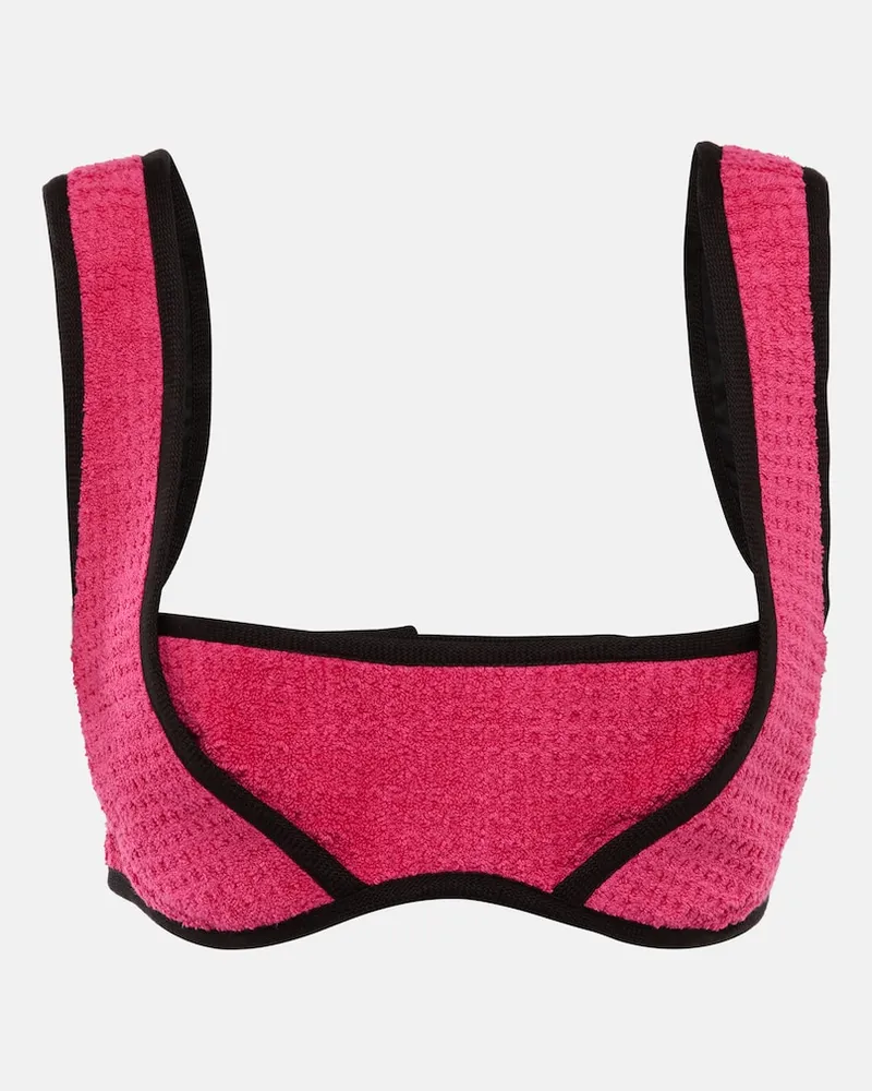 Marine Serre Top in cotone jacquard Rosa