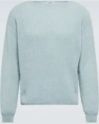 AURALEE Pullover in lana a coste Blu