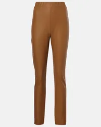 Max Mara Pantaloni slim Rodano in similpelle Marrone