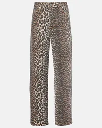 Ganni Jeans regular Izey con stampa leopardata Marrone