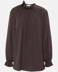 Victoria Beckham Top in crêpe de chine di seta Nero