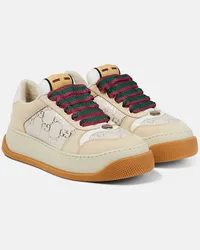 Gucci Sneakers Screener in canvas GG con pelle Bianco