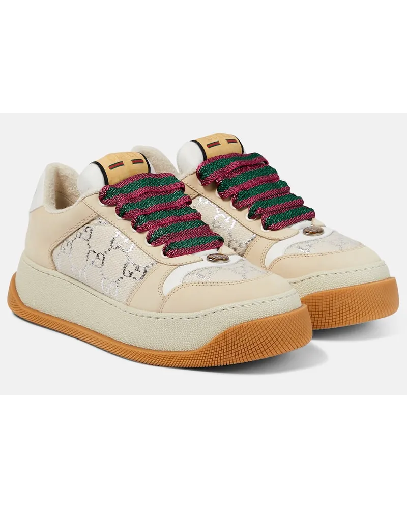 Gucci Sneakers Screener in canvas GG con pelle Bianco