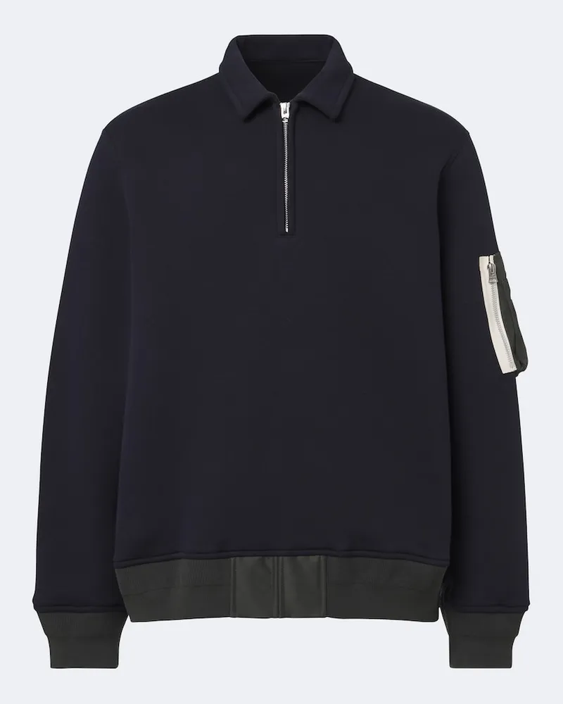 Sacai Felpa polo in misto cotone Blu