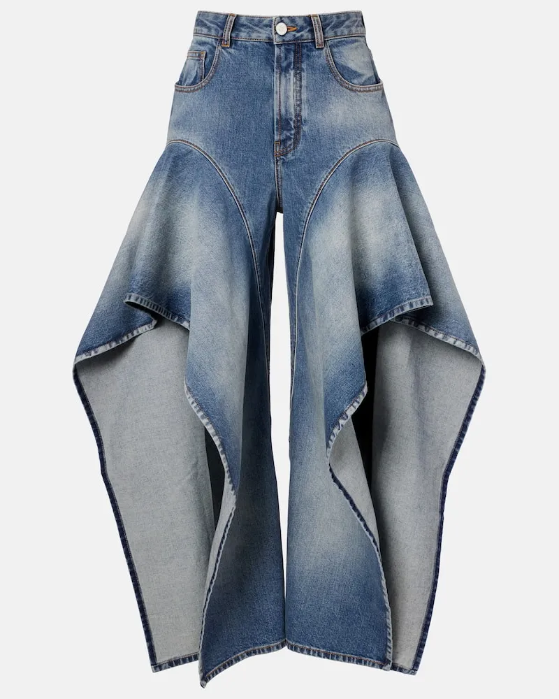 Alaïa AlaÃ¯a Jeans a gamba larga con volant Blu