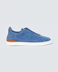 Ermenegildo Zegna Sneakers Triple Stitch in denim Blu