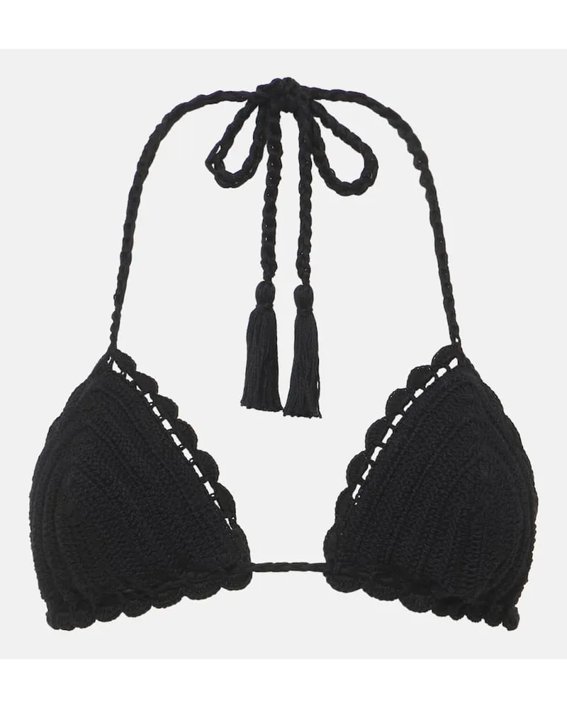Anna Kosturova Top bikini in crochet di cotone Nero