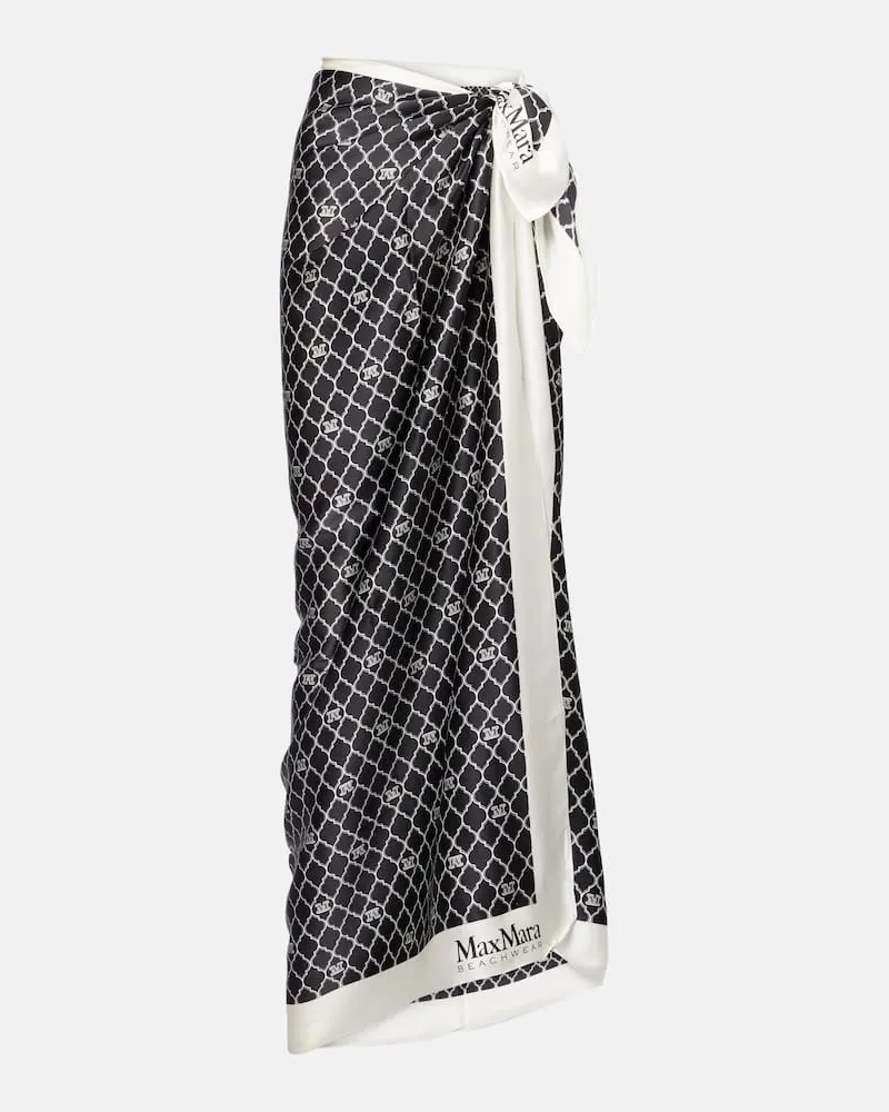 Max Mara Pareo Ottico in seta Nero