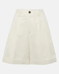 Etro Shorts in gabardine di misto cotone Bianco