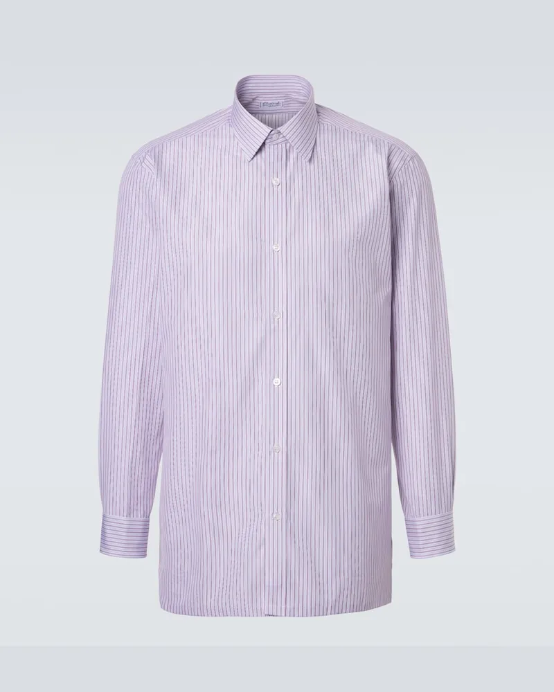 Charvet Camicia in popeline di cotone a righe Blu