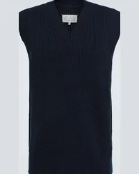 Maison Margiela Gilet Donegal in lana e cashmere Blu