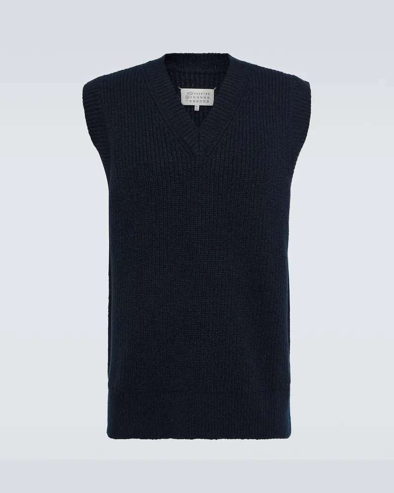 Maison Margiela Gilet Donegal in lana e cashmere Blu