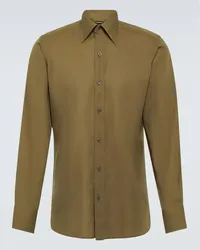 Tom Ford Camicia in popeline di seta Verde