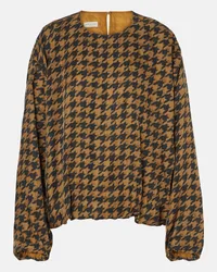 Dries van Noten Blusa in raso pied-de-poule Arancione