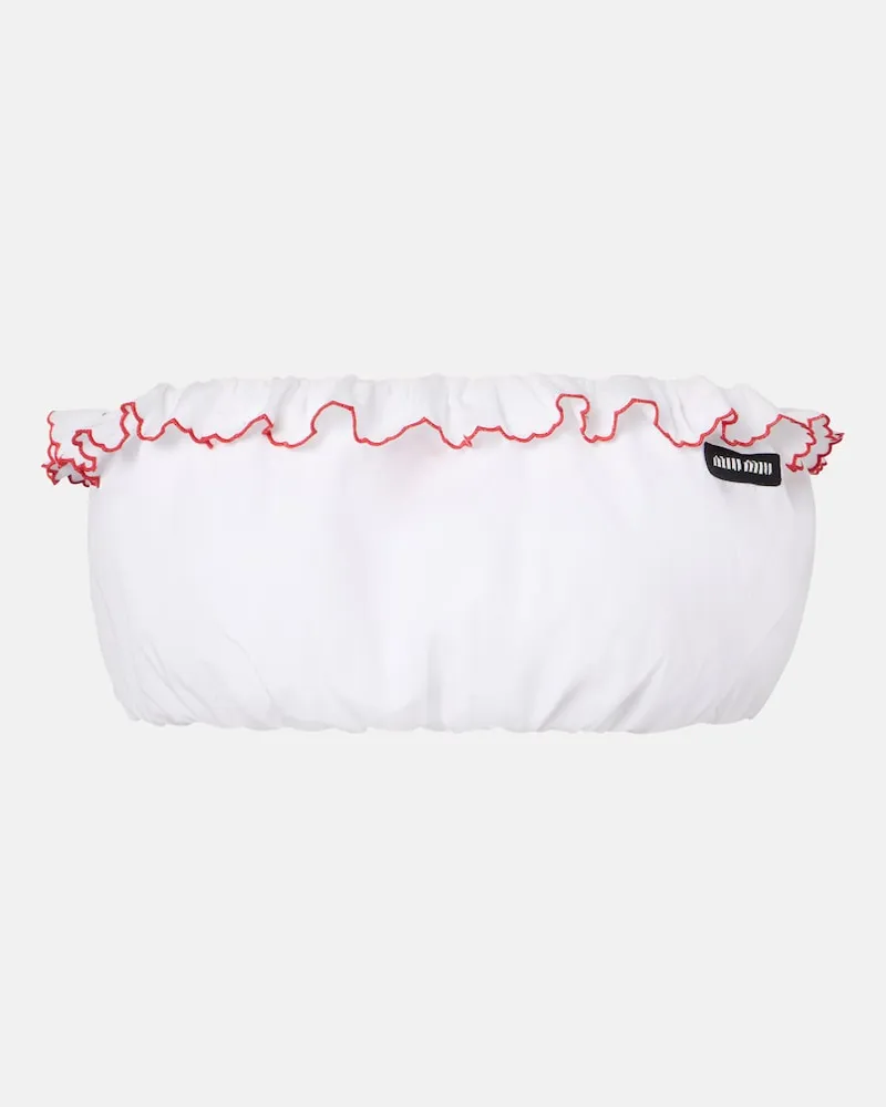 Miu Miu Top a fascia in popeline di cotone Bianco