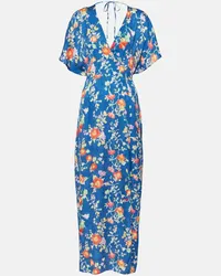 RIXO Abito midi Sadie in jacquard di raso Blu