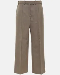 The Row Pantaloni a gamba larga Roan in lana Beige