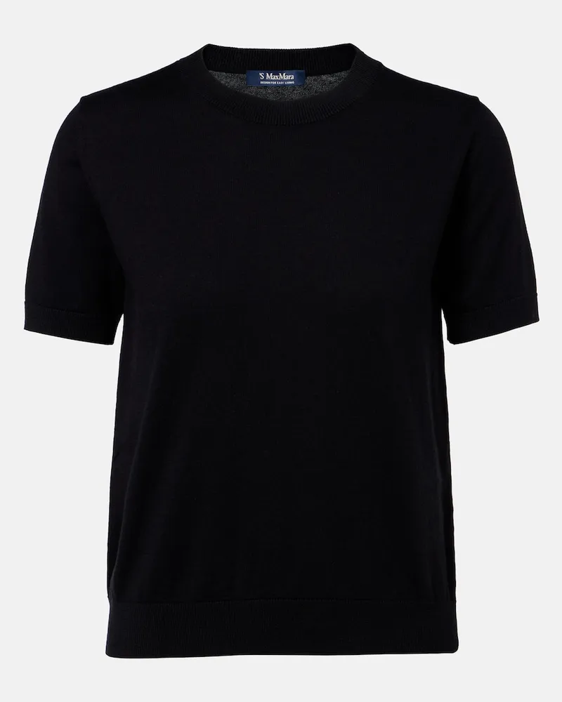 Max Mara Top in maglia di cotone, seta e cashmere Nero