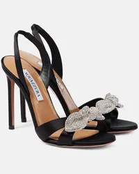 Aquazzura Sandali Bow Tie in raso con cristalli Nero