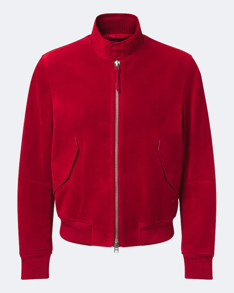 Tom Ford Giacca Harrington in suede Rosso