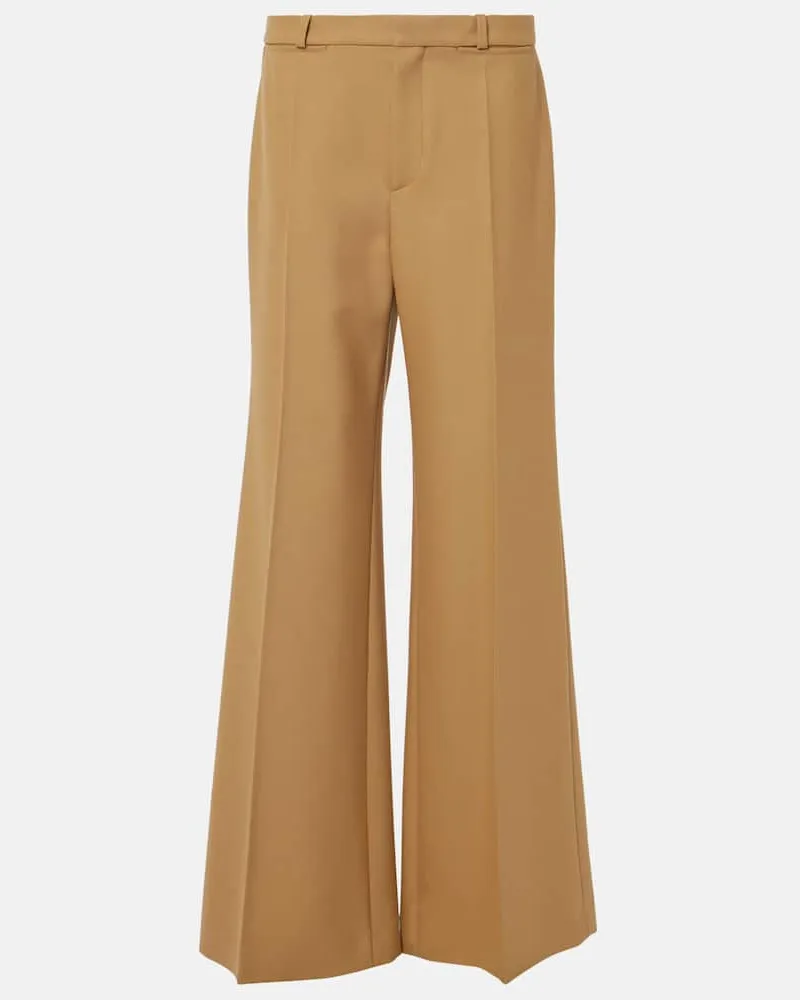 Chloé ChloÃ© Pantaloni flared in lana grain de poudre Marrone