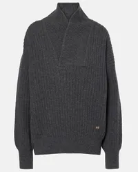 Victoria Beckham Pullover in maglia a coste di lana Grigio