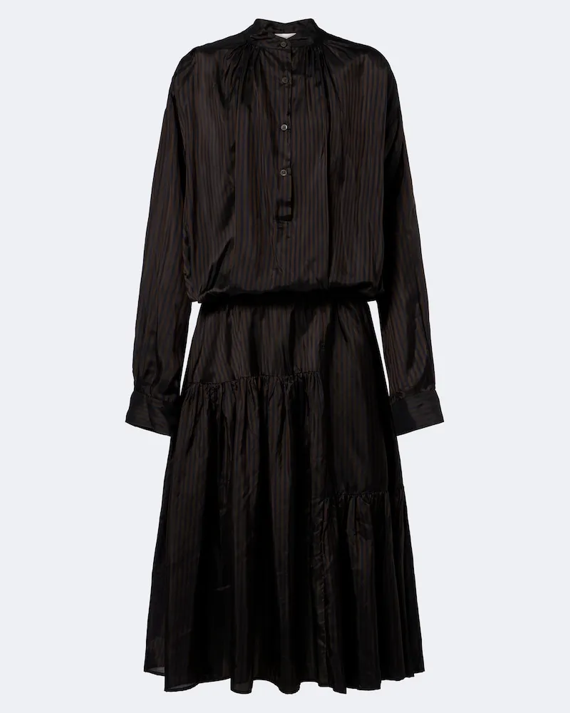 Dries van Noten Abito midi Denvy a righe Marrone