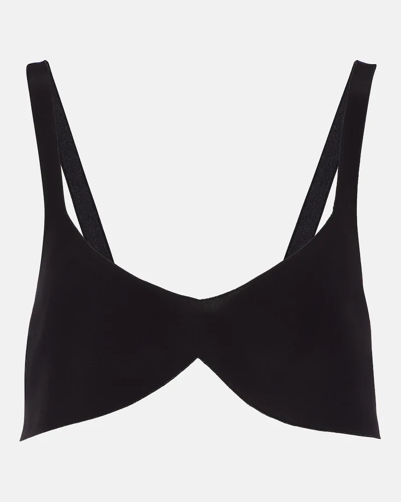 Prada Top oversize in crÃªpe de chine di seta Nero
