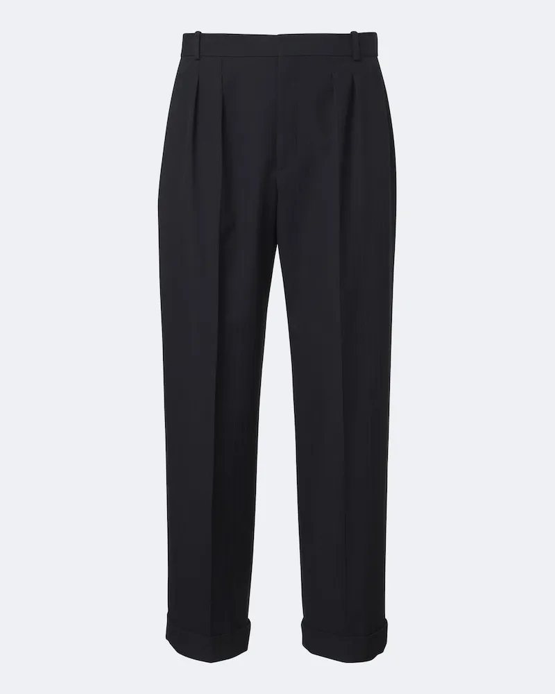 The Row Pantaloni Tavel in lana e cashmere con pinces Blu