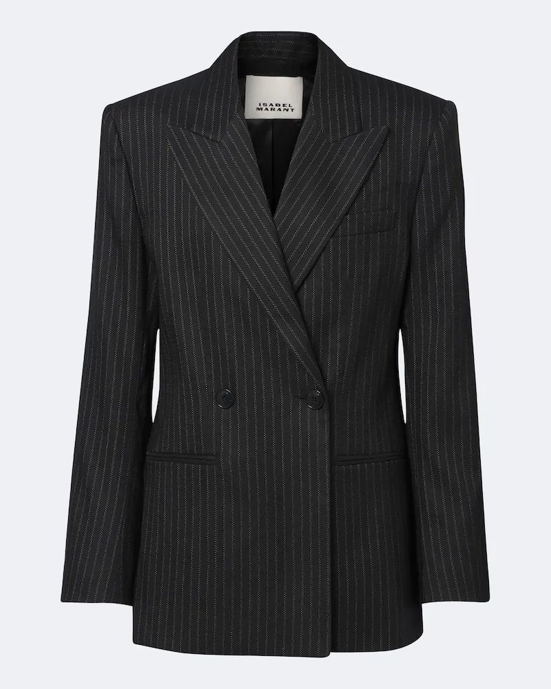 Isabel Marant Blazer Ranya in misto lana gessato Nero
